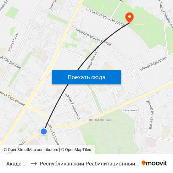 Академия Наук to Республиканский Реабилитационный Центр Для Детей-Инвалидов map