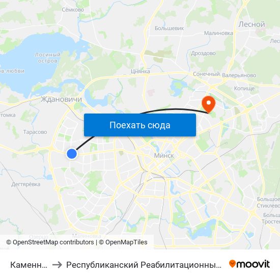 Каменная Горка to Республиканский Реабилитационный Центр Для Детей-Инвалидов map