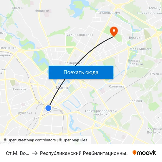 Ст.М. Вокзальная to Республиканский Реабилитационный Центр Для Детей-Инвалидов map