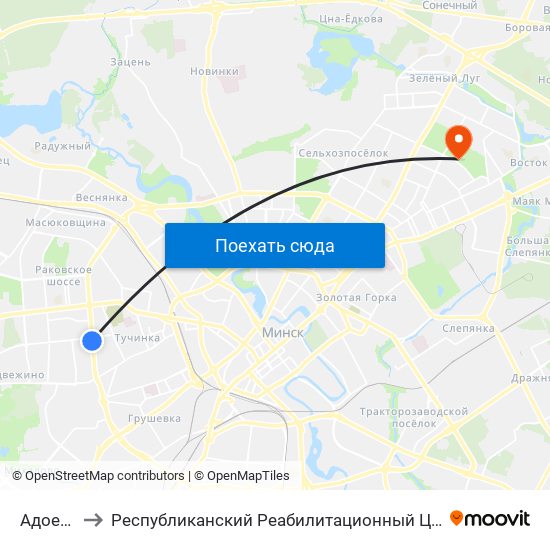 Адоеўскага to Республиканский Реабилитационный Центр Для Детей-Инвалидов map