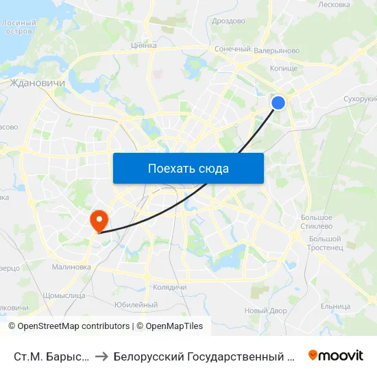 Ст.М. Барысаўскі Тракт to Белорусский Государственный Медицинский Университет map