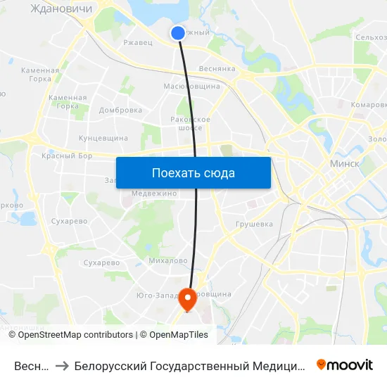 Веснінка to Белорусский Государственный Медицинский Университет map