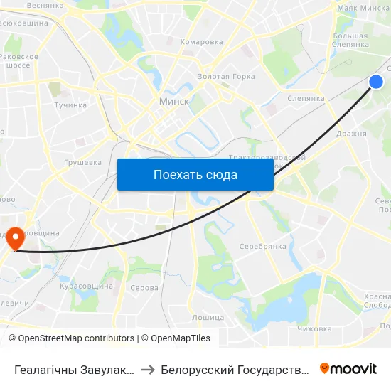 Геалагічны Завулак (Геологический Переулок) to Белорусский Государственный Медицинский Университет map