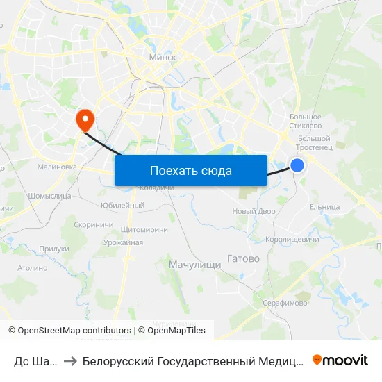 Дс Шабаны to Белорусский Государственный Медицинский Университет map