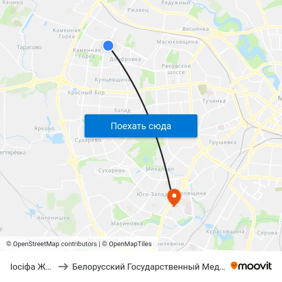 Іосіфа Жыновіча to Белорусский Государственный Медицинский Университет map