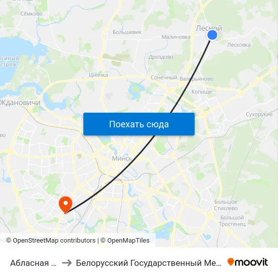 Абласная Бальніца to Белорусский Государственный Медицинский Университет map