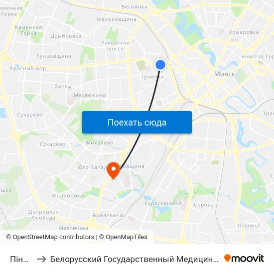 Пінская to Белорусский Государственный Медицинский Университет map