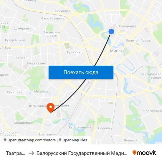 Тэатральная to Белорусский Государственный Медицинский Университет map
