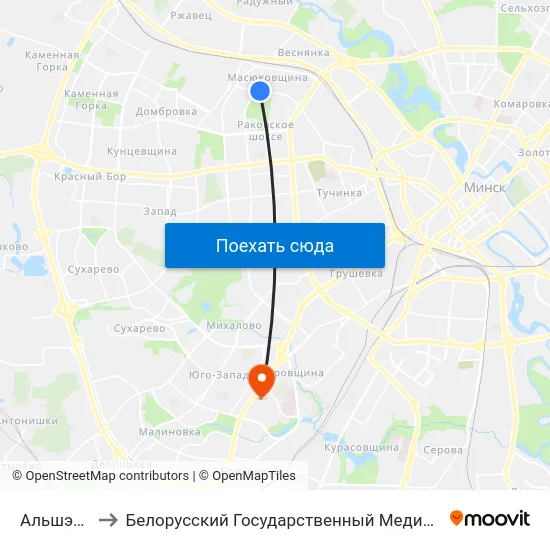 Альшэўскага to Белорусский Государственный Медицинский Университет map