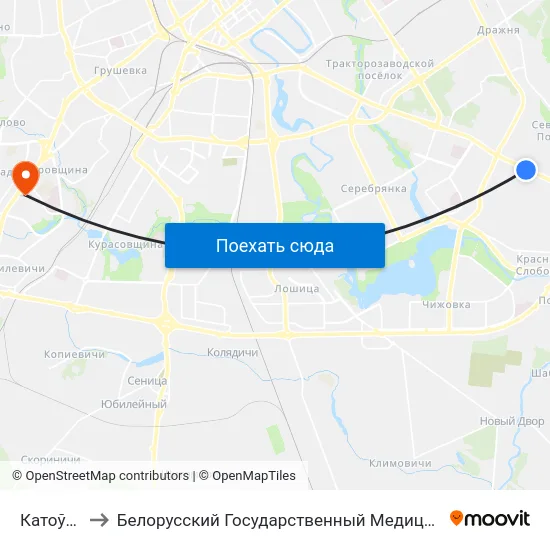 Катоўскага to Белорусский Государственный Медицинский Университет map