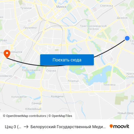 Цэц-3 (Тэц-3) to Белорусский Государственный Медицинский Университет map