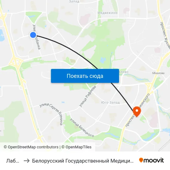 Лабанка to Белорусский Государственный Медицинский Университет map