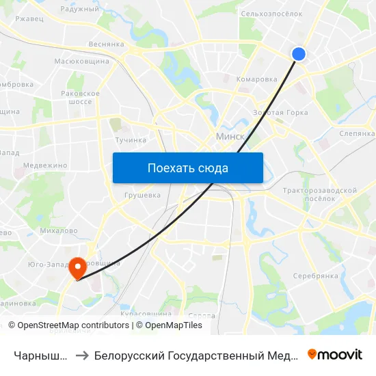 Чарнышэўскага to Белорусский Государственный Медицинский Университет map