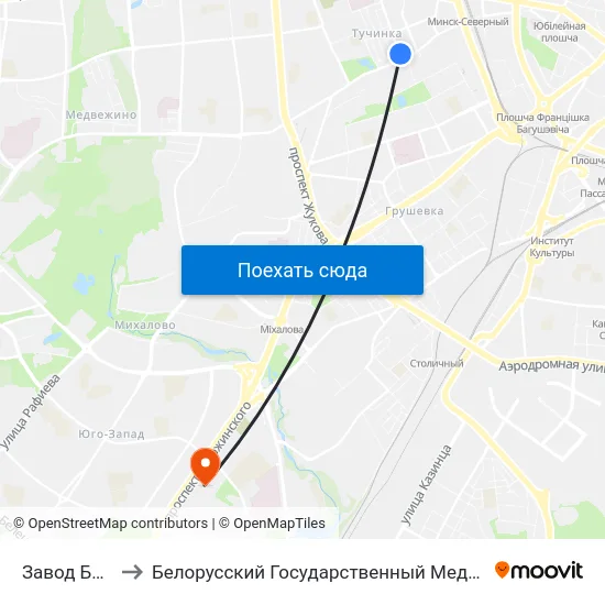 Завод Белпласт to Белорусский Государственный Медицинский Университет map