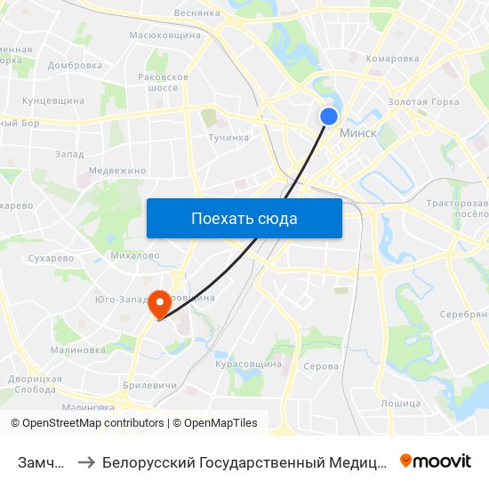 Замчышча to Белорусский Государственный Медицинский Университет map