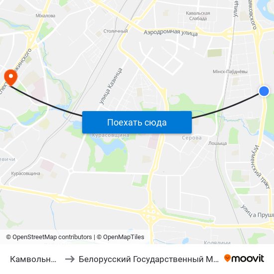 Камвольны Камбінат to Белорусский Государственный Медицинский Университет map