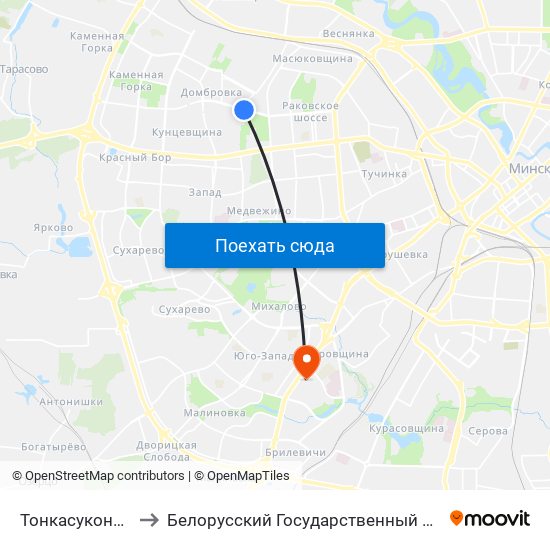 Тонкасуконны Камбінат to Белорусский Государственный Медицинский Университет map