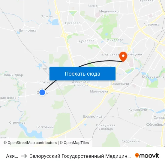 Азярцо to Белорусский Государственный Медицинский Университет map