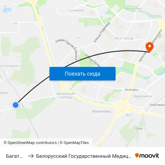 Багатырова to Белорусский Государственный Медицинский Университет map