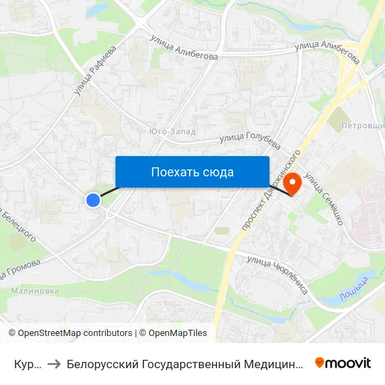 Курган to Белорусский Государственный Медицинский Университет map