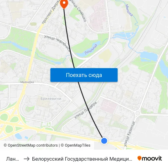 Ландэра to Белорусский Государственный Медицинский Университет map