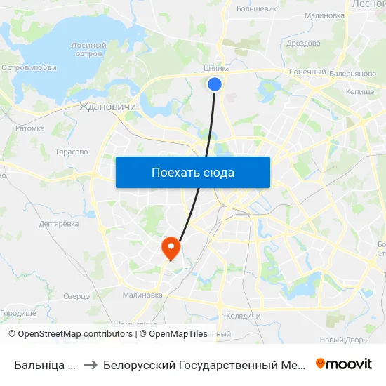 Бальніца (Навінкі) to Белорусский Государственный Медицинский Университет map