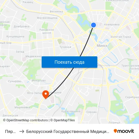 Пярэспа to Белорусский Государственный Медицинский Университет map