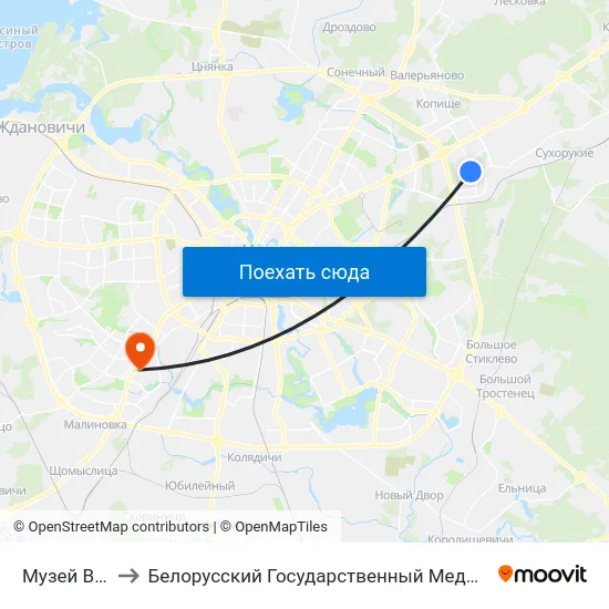 Музей Валуноў to Белорусский Государственный Медицинский Университет map