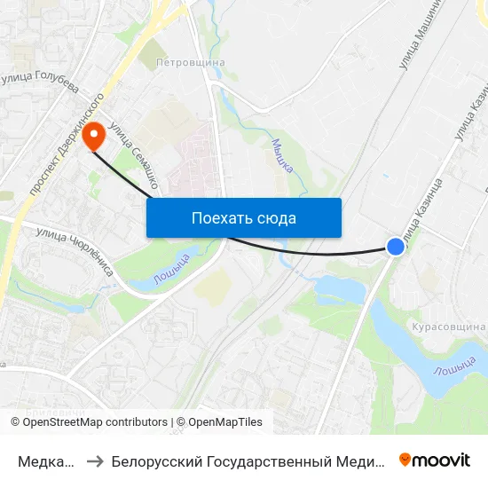 Медкалледж to Белорусский Государственный Медицинский Университет map