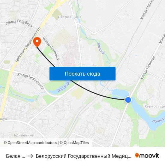 Белая Дача to Белорусский Государственный Медицинский Университет map