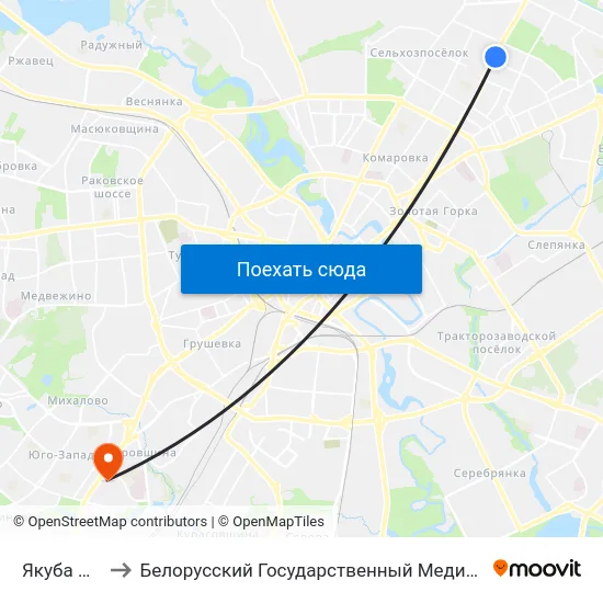 Якуба Коласа to Белорусский Государственный Медицинский Университет map