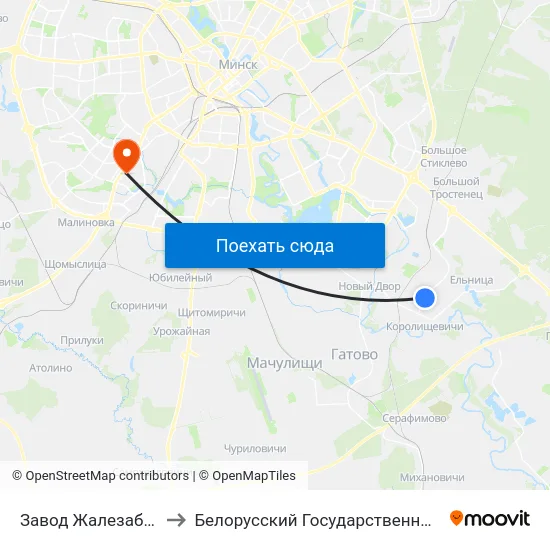 Завод Жалезабетонных Выбараў to Белорусский Государственный Медицинский Университет map