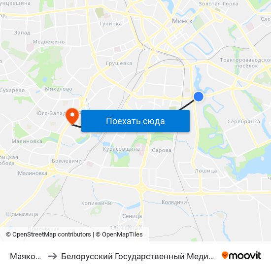 Маякоўскага to Белорусский Государственный Медицинский Университет map