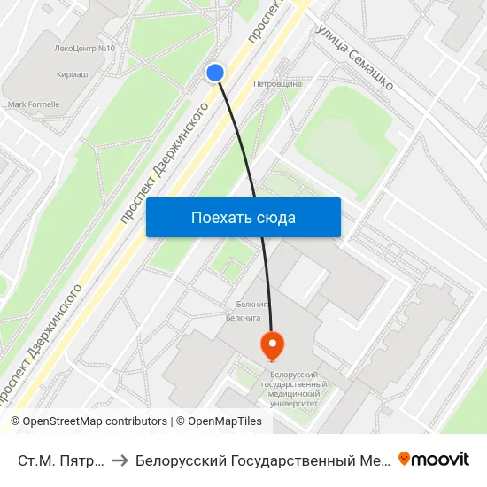 Ст.М. Пятроўшчына to Белорусский Государственный Медицинский Университет map
