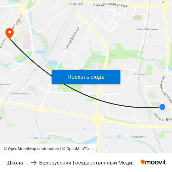 Школа №130 to Белорусский Государственный Медицинский Университет map
