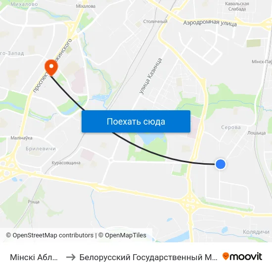 Мінскі Абласны Ліцэй to Белорусский Государственный Медицинский Университет map