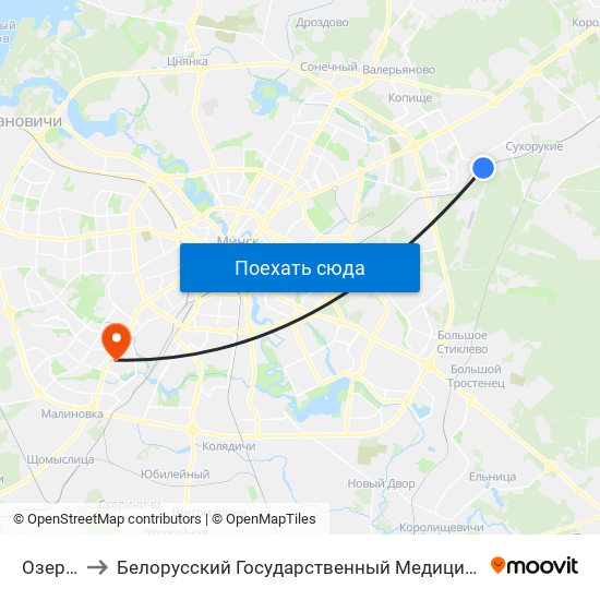 Озерище to Белорусский Государственный Медицинский Университет map