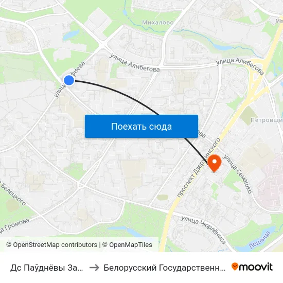 Дс Паўднёвы Захад (Дс Юго-Запад) to Белорусский Государственный Медицинский Университет map
