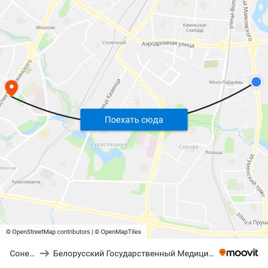 Сонечная to Белорусский Государственный Медицинский Университет map