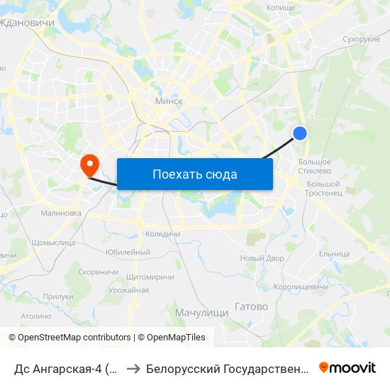 Дс Ангарская-4 (Пасадка Пасажыраў) to Белорусский Государственный Медицинский Университет map
