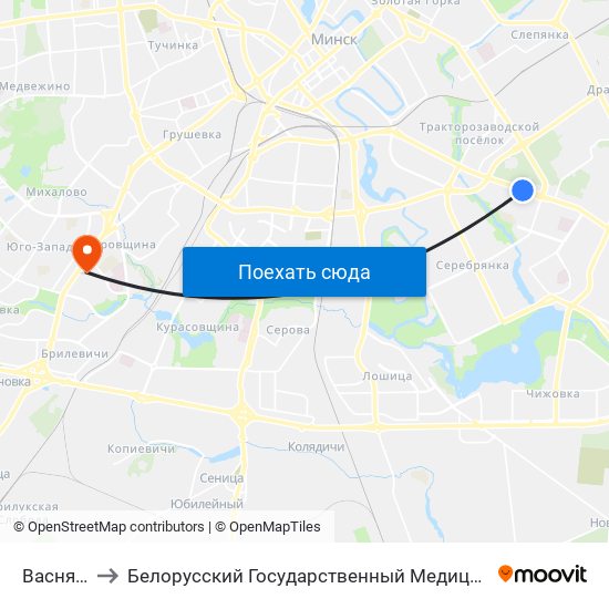 Васняцова to Белорусский Государственный Медицинский Университет map