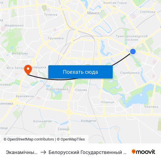 Эканамічны Ўніверсітэт to Белорусский Государственный Медицинский Университет map