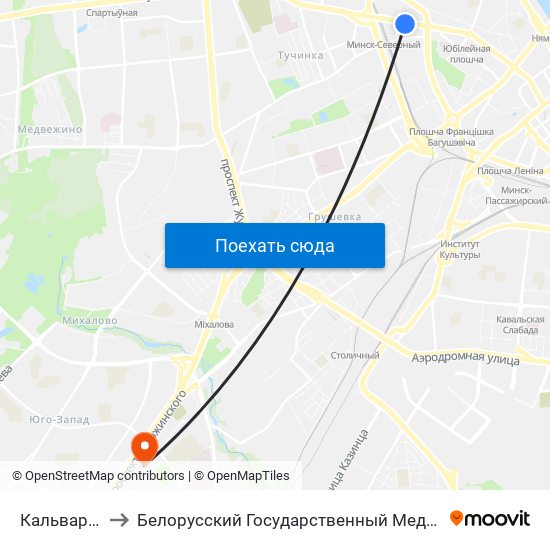Кальварыйская to Белорусский Государственный Медицинский Университет map