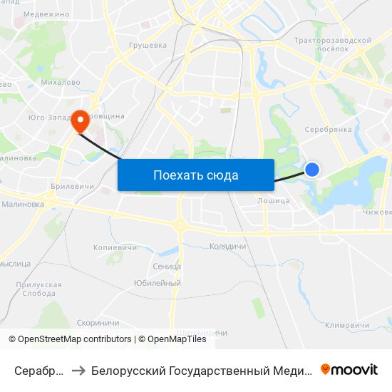 Серабранка-3 to Белорусский Государственный Медицинский Университет map