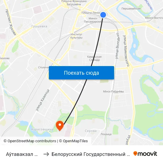 Аўтавакзал Цэнтральны to Белорусский Государственный Медицинский Колледж map