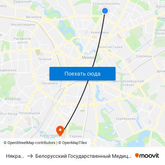 Някрасава to Белорусский Государственный Медицинский Колледж map