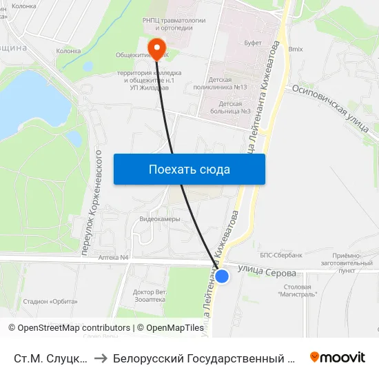 Ст.М. Слуцкі Гасцінец to Белорусский Государственный Медицинский Колледж map
