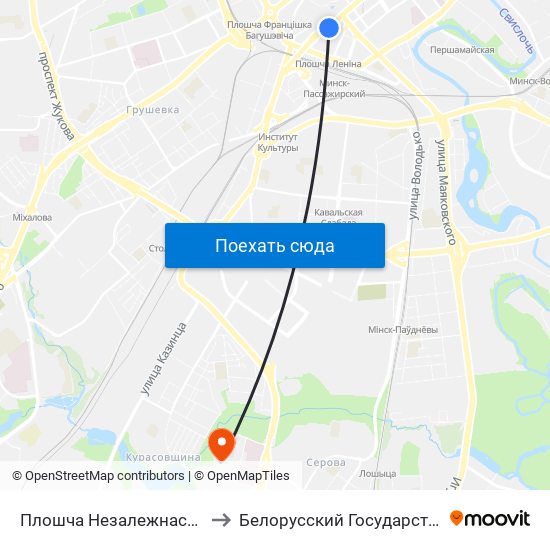 Плошча Незалежнасці (Площадь Независимости) to Белорусский Государственный Медицинский Колледж map