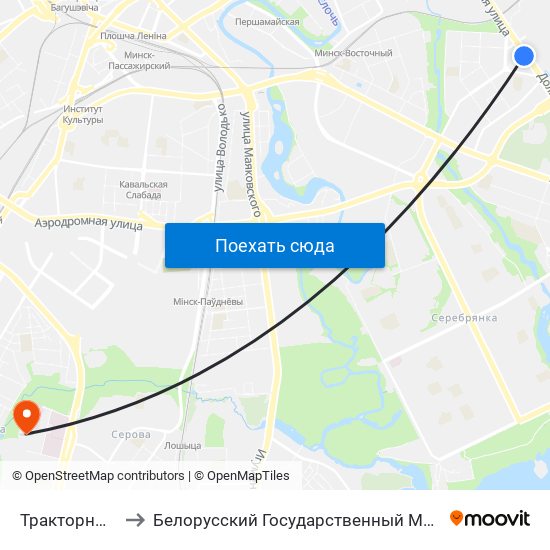 Тракторный Завод to Белорусский Государственный Медицинский Колледж map