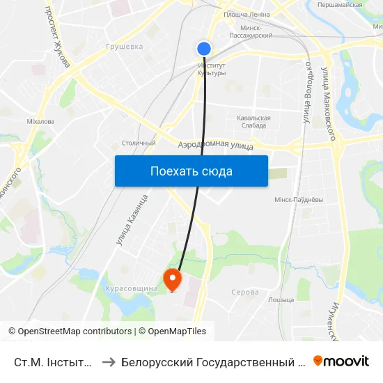 Ст.М. Інстытут Культуры to Белорусский Государственный Медицинский Колледж map
